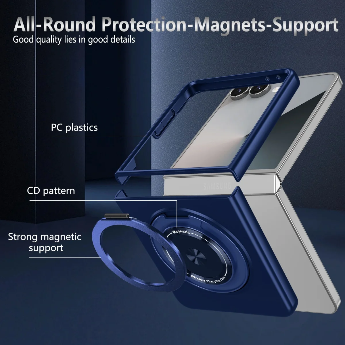 Magnetic Metal Rotate Ring Holder Phone Case for Galaxy Z Flip 8 7 FE 6 5 4 Flip8 5G for Magsafe Wireless Charging Hard Cover