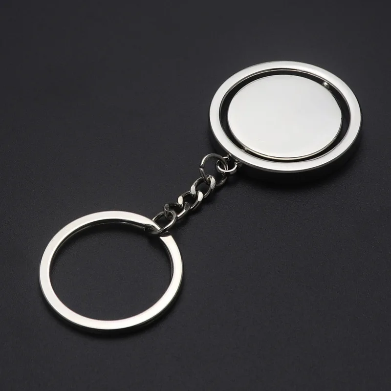 20 Pcs Round Blank Keychain 360 Rotating Metal Tag Keychain Car Keychain