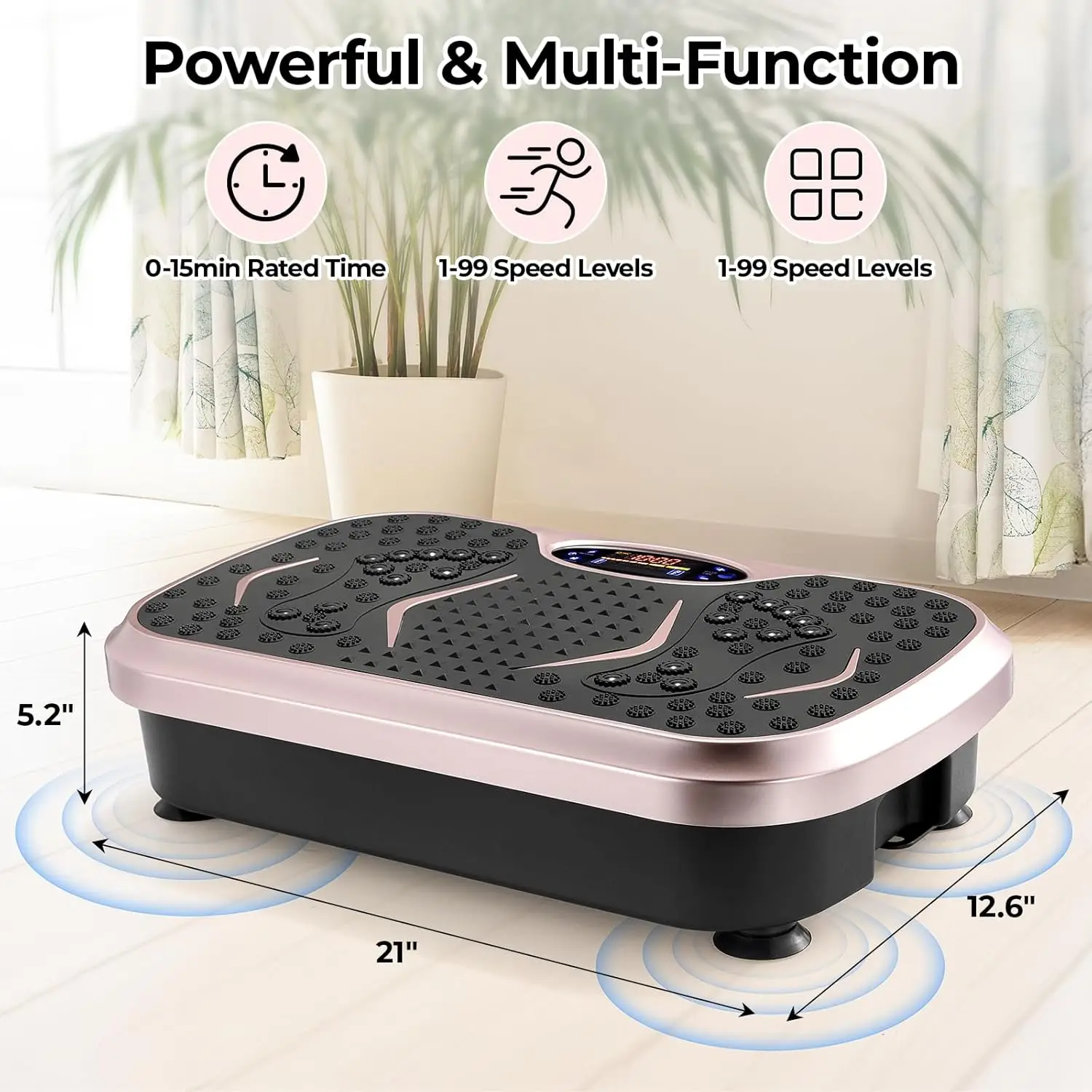 3D Vibration Plate Exercise Machine, Fitness Platform for Lymphatic Drainage, Fitness Platform w/Loop Bands, Whole Body Workout