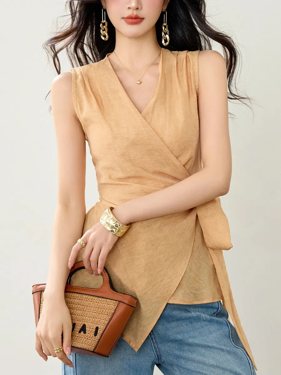 

2025 Summer New Sle Women's irt Bow Tie Svel Straight Tube Top Faionable Slimming Effect Ladylike Sle Pure Color