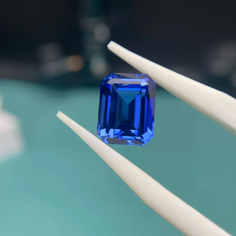 Cornflower Blue Lab Sapphire High Quality Emerald Cut Gemstones for DIY Jewelry Ring Designs