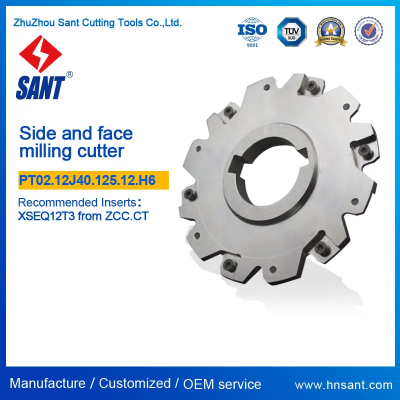 indexable side and face milling cutter PT02.12J40.125.12.H6/SMP01-125X6-K40-SN12-12 with carbide insert XSEQ12T3