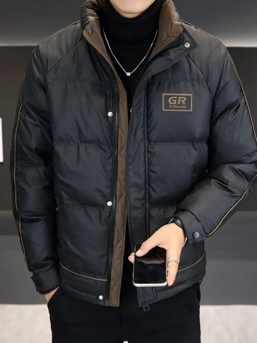 

Men's Winter Faion Thiened ort down Jaet White Du Feather Stand Collar Coat Sli Outerwear Warm Ci Casual