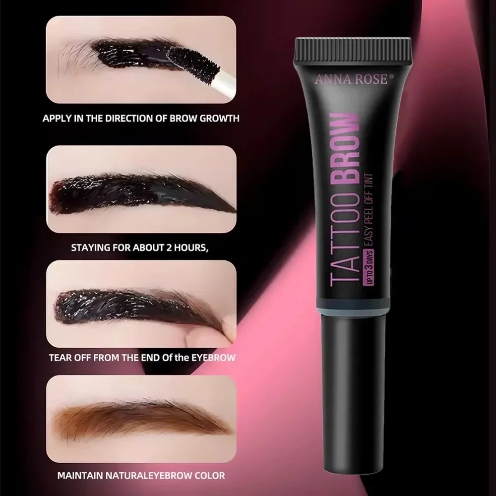 Peel-Off Eyebrow Gel Tint Waterproof Brow Tattoo Cream Long-Lasting Brow Dye Natural Eye Brow Shaping Makeup for Women