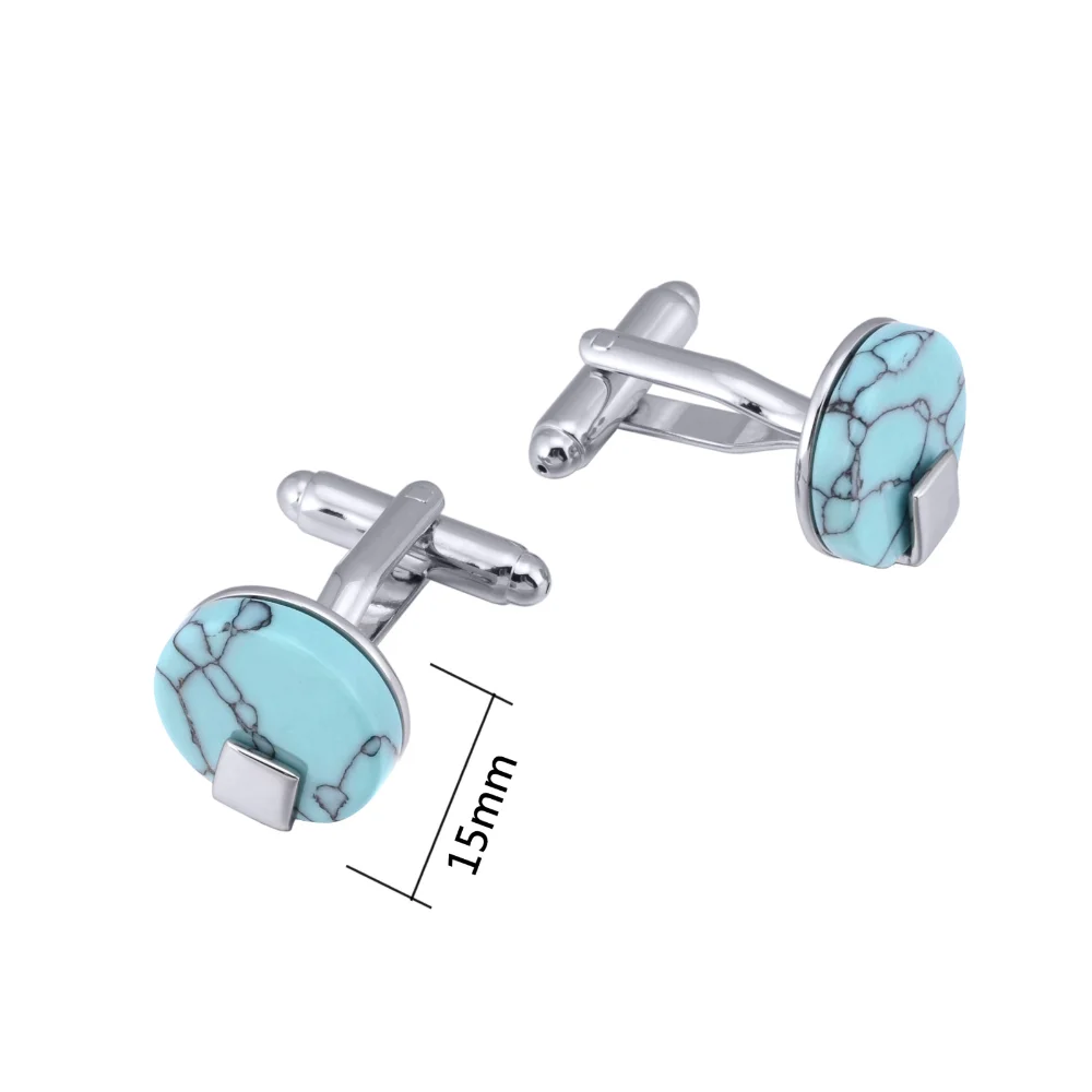 Two-tone Textured Round Cufflinks Black-striped Turquoise French Cufflinks Square Decorative Accessories for Men's Business