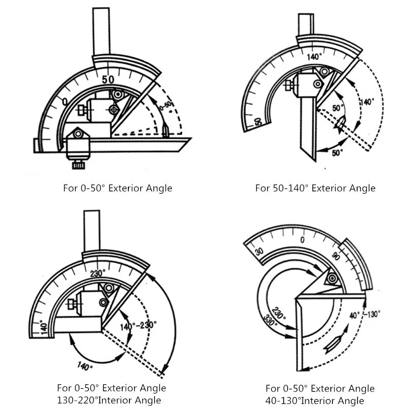 Allsome 320° Universal Protractor 0.02 Precision Goniometer Angle Measuring Finder Ruler Tool Woodworking Measuring Tool