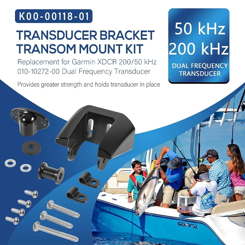 K00-00118-01 Transducer Bracket Transom Mount Kit Replacement for Garmin XDCR 200/50 kHz Dual Frequency Transducer f/010-10272-0