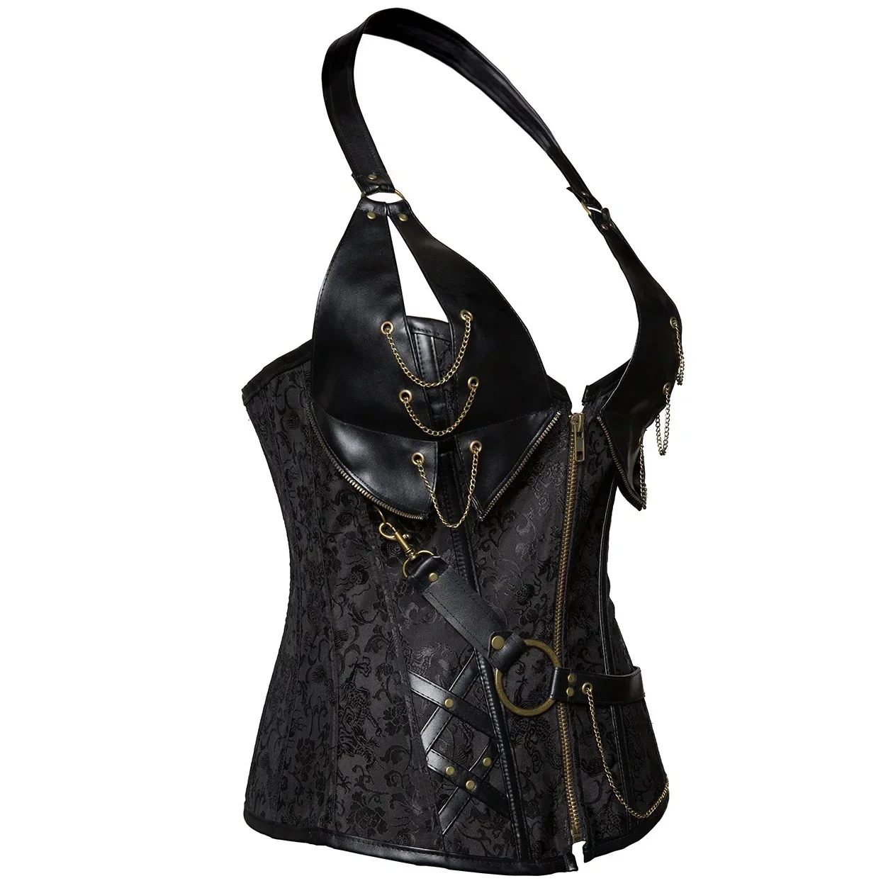 Cosplay Viking Medieval Steampunk Clothes Women Pirate Costume Gothic Knight Corset Halloween Leathter Halter Vest Disfraz image 5