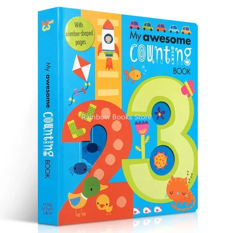 3Books Awesome Nursery rhyme + Alphabet ABC + Counting123 Board Book Baby Kids 3D Letter Number Learning