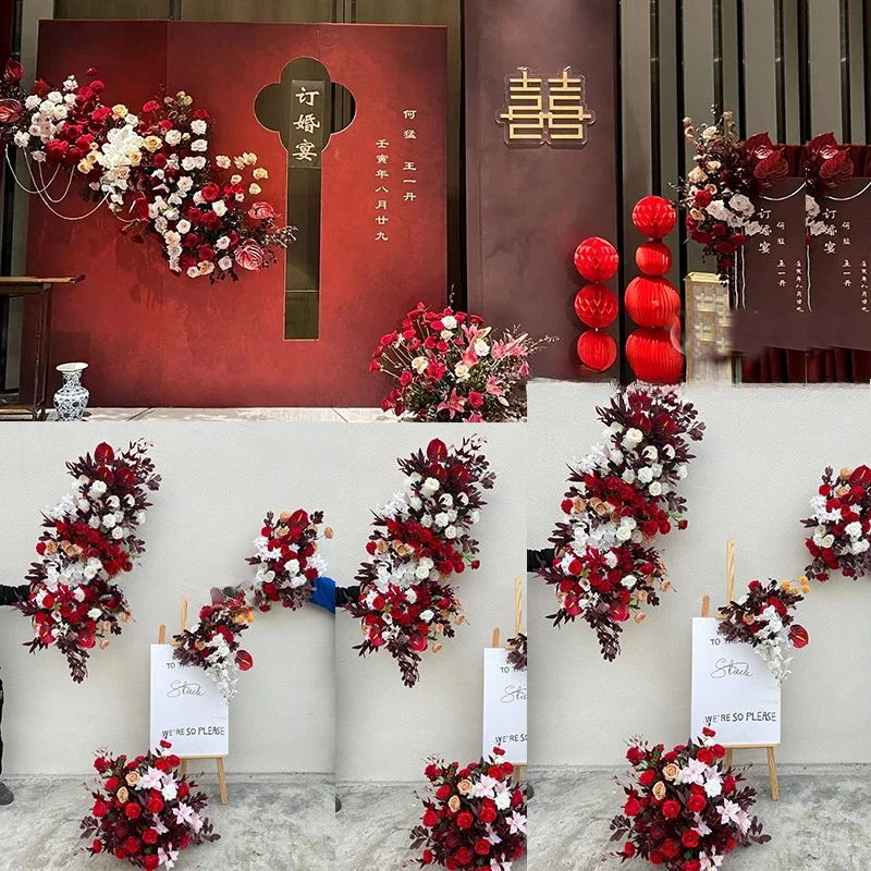 

1M Artificial Rose Ground Flower Arrangement Hotel Welcome Poster Decoration Floral Party Road Guide Flower Wedding Decoration