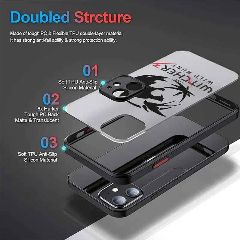 Phone Case For iPhone 15 14 13 12 11 Pro Max 6 6S 7 8 Plus XS XR X 12 Mini Hard Matte Shell The-Witcher Game Logo