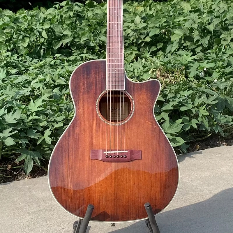 Glossy Antique Hand Rubbed Reddish Brown Solid Spruce Acoustic Guitar GA Body for Sale