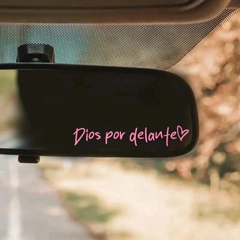 Faith Based Dios por delante Cursive Lettering Waterproof Rear View Mirror Adhesive Decal