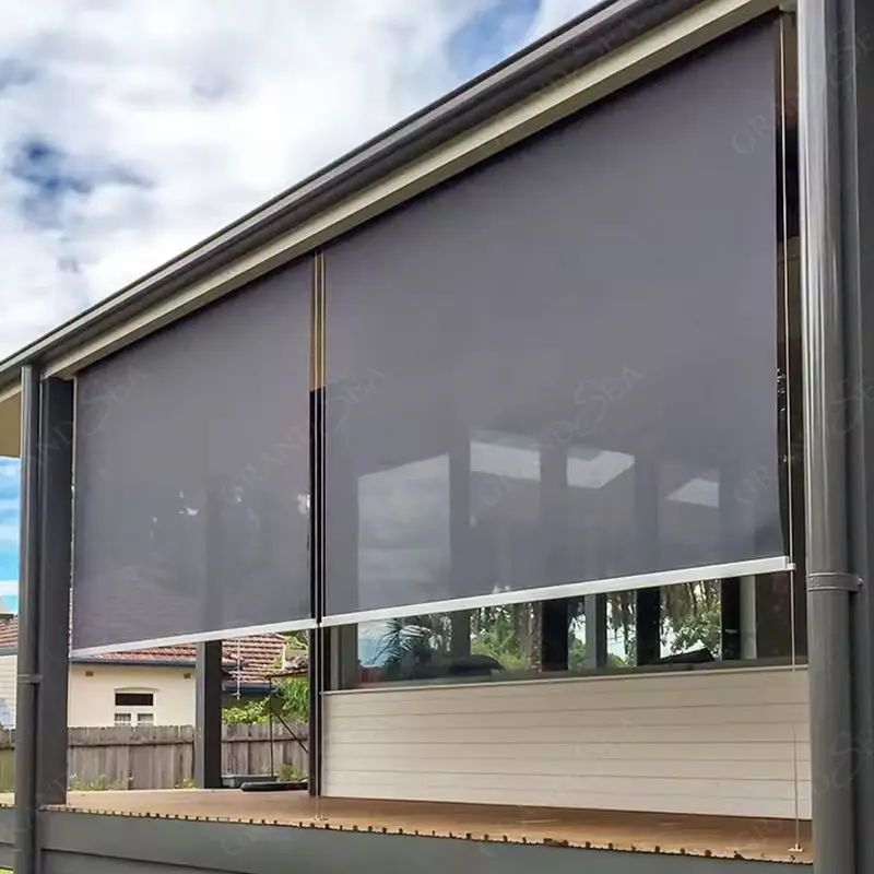 

Customized Large Size 12 m Width Motorized Roller Blinds for Outdoor Zip Track Blinds Shades