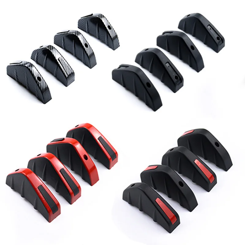 4pcs Universal Carbon Fiber Car Modified Rear Bumper Diffuser Spoiler Black Red ABS Rear Bumper Lip Diffuser Anti-collision