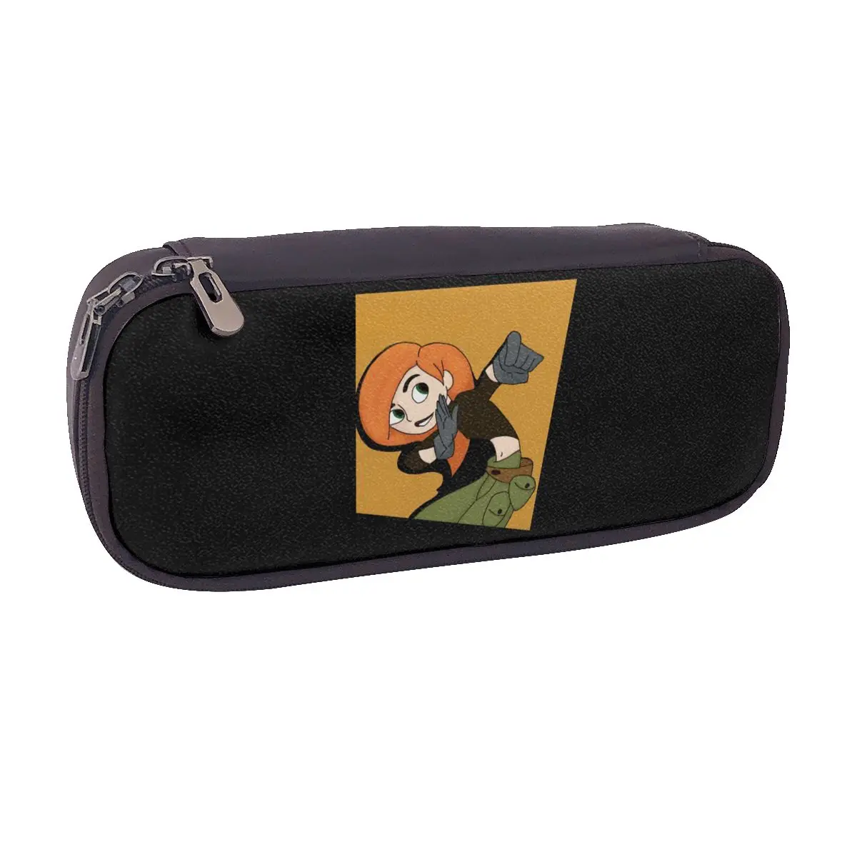 Kim Possible - Trousse à crayons en cuir style bande dessinée pour étudiants, boîte à stylos, sac à crayons, fournitures de papeterie, sac porte-stylos