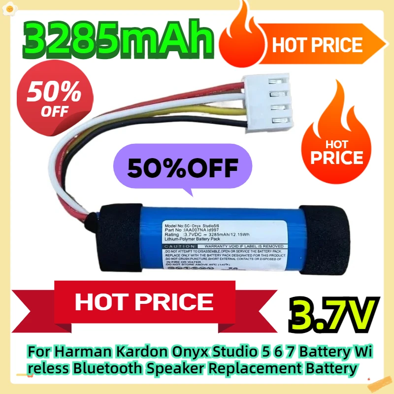 

For Harman Kardon Onyx Studio 5 6 7 Battery Wireless Bluetooth Speaker 3.7V Replacement Battery