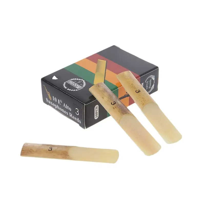 10Pcs/Set Alto Sax Reeds Strength1.5/2/2.5/3/3.5/4 Saxophone Eb Parts Wooden Solid Woodwind Instrument Replacement Accessories