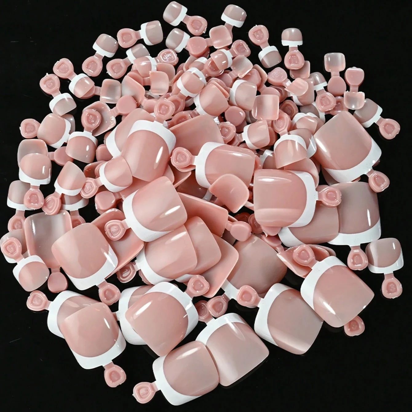 120pcs French Short Square Shiny Multi-Color Fake Toenails Fully Covered Soft Rubber Detachable Nail Stickers Diy Toenail Nails