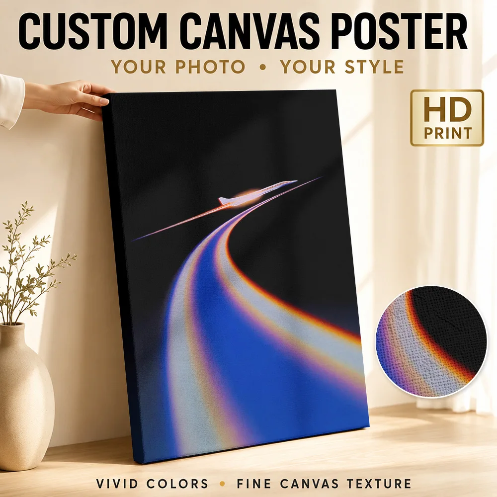Supersonic Jet Trail Abstract Framed Canvas Print Poster Personalized Modern Abstract Canvas Wall Art for Office Hallway Decor