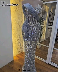 Sparkly Silver Sequined Cocktail Dresses Mermaid Sweetheart Prom Party Gowns Crystals Celebrity Dresses Vestidos De Cóctel