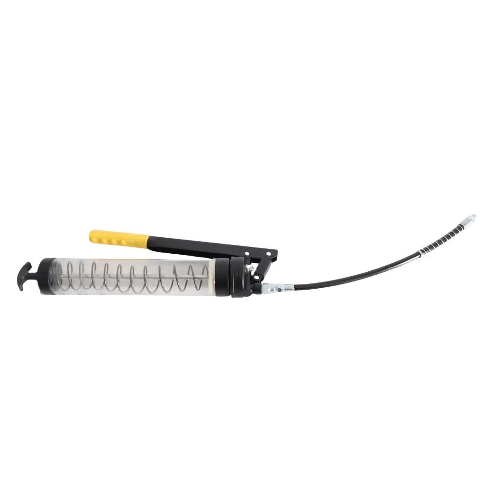 6000 PSI Grease Coupler Tool Transparent Tube 600CC Capacity Manual Grease Pump Visible Design Pistol Grip Handle