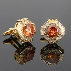 French Style Cufflinks Luxury Zircon Sleeve Studs Mens Shirts Cufflinks Crystal Copper Cuff Buttons Premium British Cuff Links