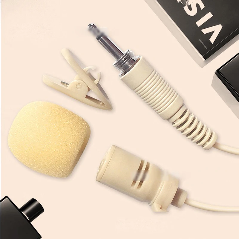 Mini microfone com fio com rosca de 3.5mm, microfone com fio para interface de transmissor de microfone sem fio, microfone de lapela de lapela