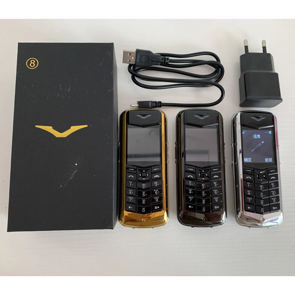 Unlock K-8 Luxury Metal Phone Dual Sim No Camera FM Radio MP3 Alarm Bluetooth IMEI Changable Russian Keyboard GSM 2G Cellphones