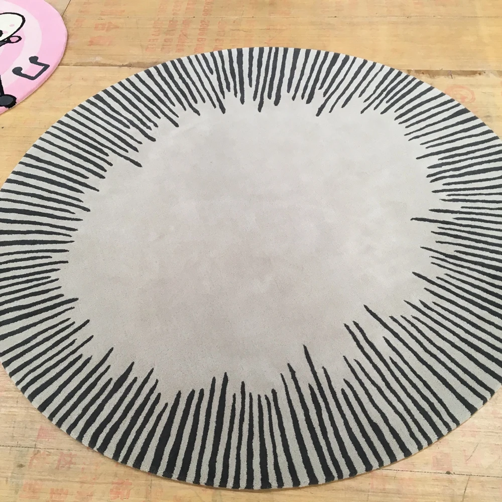 Custom Round Handmade Logo Rug Wholesale Modern Design Tufted Personalized Polyester Carpet Home Office