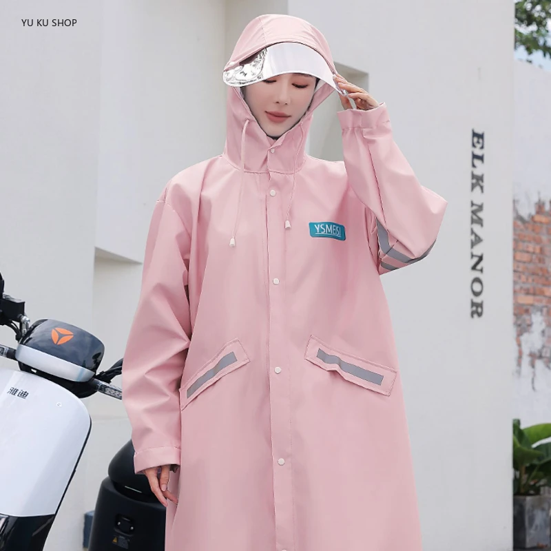 

Unisex Long Raincoat Breathable Waterproof Rain Coat Impermeable Rain Jacket Women Rainwear Suit Backpacking Camping Cycling