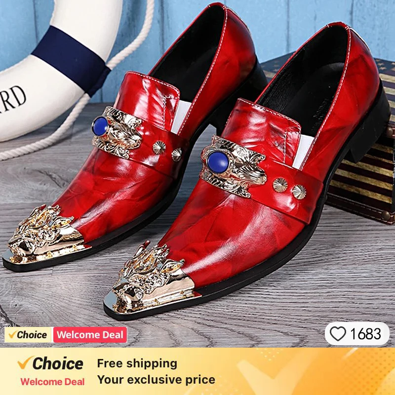 Luxury red genuine Leather shoes for men with Loafers male Dress Shoes Man Snake Print Casual Formal Black Wedding