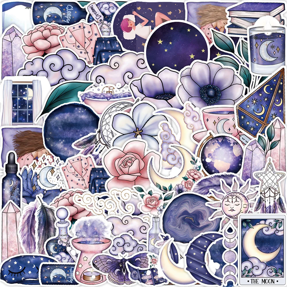 

10/30/50PCS Cute Cartoon Magic Witch Moon Crystal Stickers Aesthetic Decals Laptop Water Bottle Luggage Waterproof Sticker Gifts
