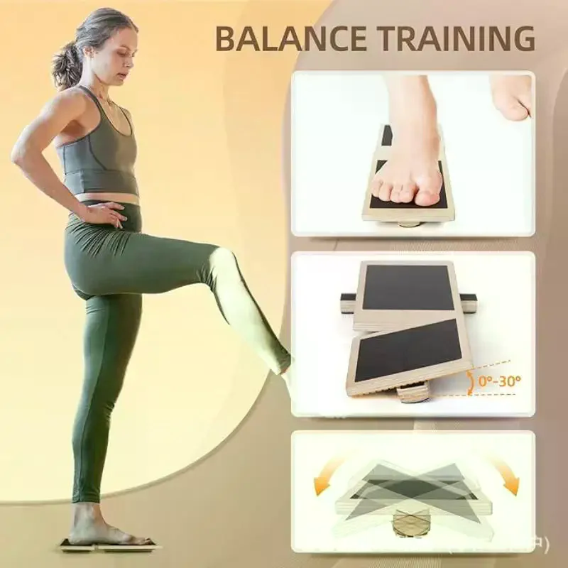 

Physical Therapy Posture Corrector Single Foot Balance Board Ankle Strengthener Exerciser Sprained Non-slip Wood Wobble Board