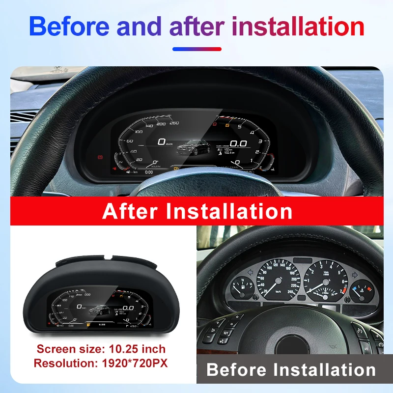 STWEI LCD Digital Cluster Virtual Cockpit Instrument for BMW X5 E53 E39 1999-2006 Speedometer 10.25