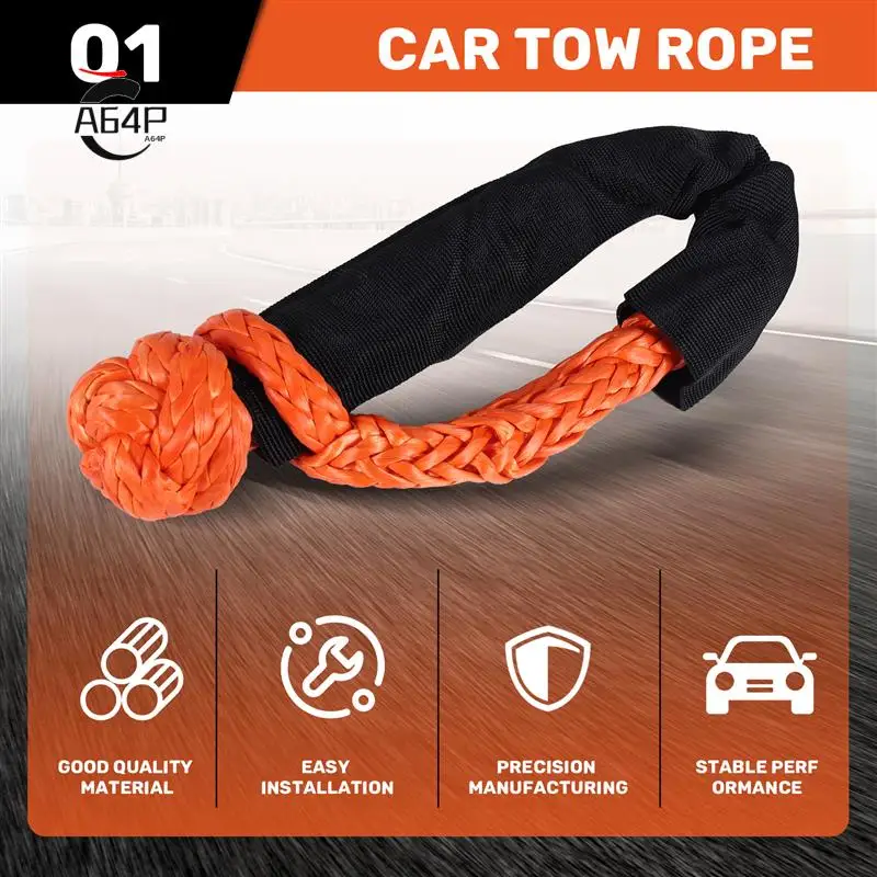 

A64P-1/2 Inch X 22 Inch Car Soft Shackle Rope Tow Rope Off Road Winch Pulley Cable Hook For Off-Road Recovery ATV UTV