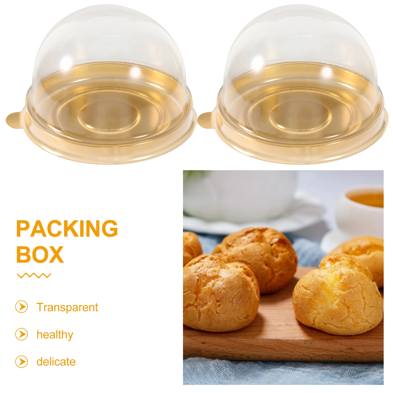 50pcs Baking Packaging Boxes Transparent Mousse Boxes With Window Compact Cake Cases For Dessert Diy Chocolate Macaron Party
