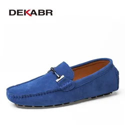DEKABR-mocasines hechos a mano para hombre, zapatos informales de cuero genuino de lujo, cómodos, suaves, para conducir, cálidos, de piel, para oficina