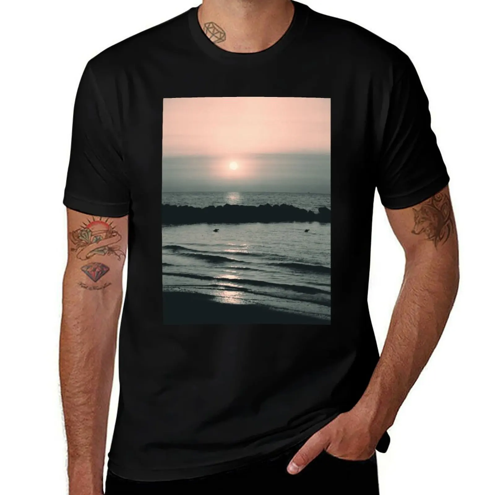 Atardecer Océano Bliss # 4 # naturaleza # Camiseta artística, camisetas para hombre, camisetas gráficas, Camiseta de algodón negra, camiseta lisa para hombre, paquete