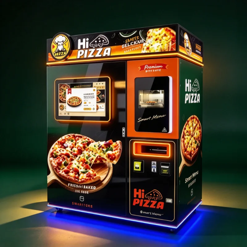 Hot Touch Screen Smart Pizza Vending Machine 24 Hours Self Service Commercial Business Fresh Hot Pizza Custom Payment Options