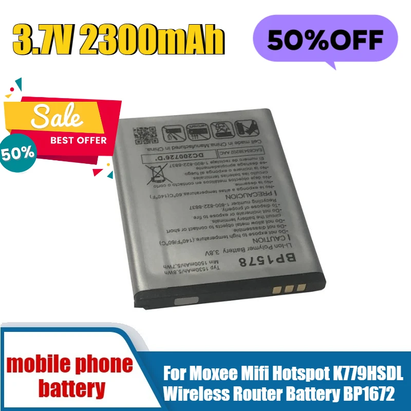 

3.7V 2300mAh for Moxee Mifi Hotspot K779HSDL Wireless Router Battery BP1672