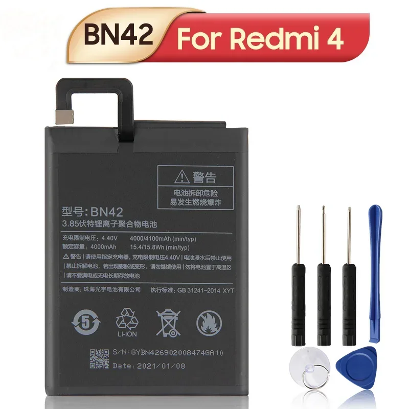 4000mAh Phone Battery BN42 For Xiaomi Redmi 4 Redmi4 Standard Edition with Tools