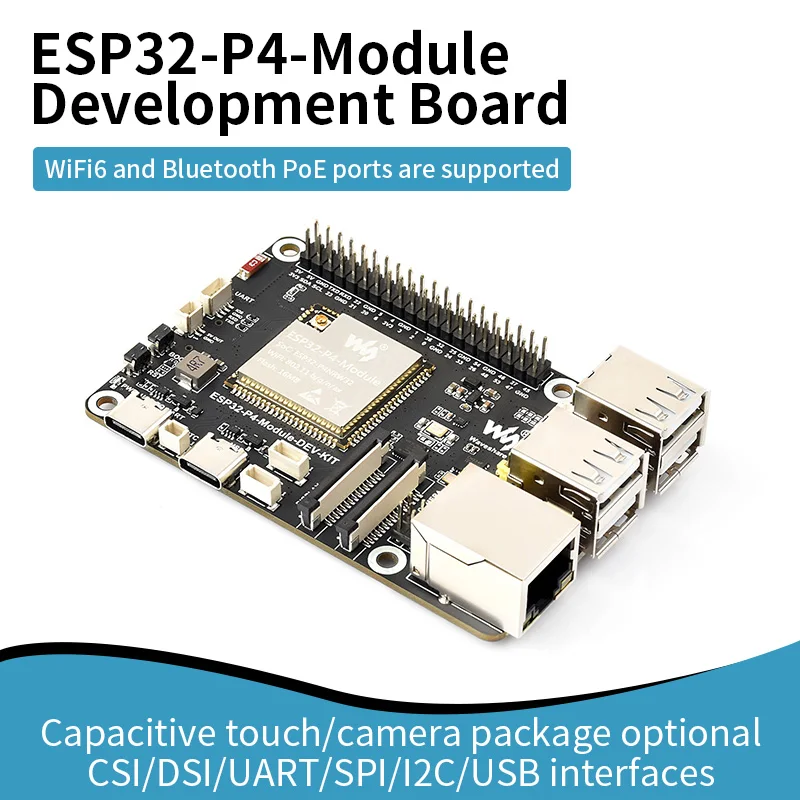 ESP32-P4-Module Development Board Kit, Based On ESP32-P4 & ESP32-C6, Supports Wi-Fi 6 & Bluetooth 5/BLE