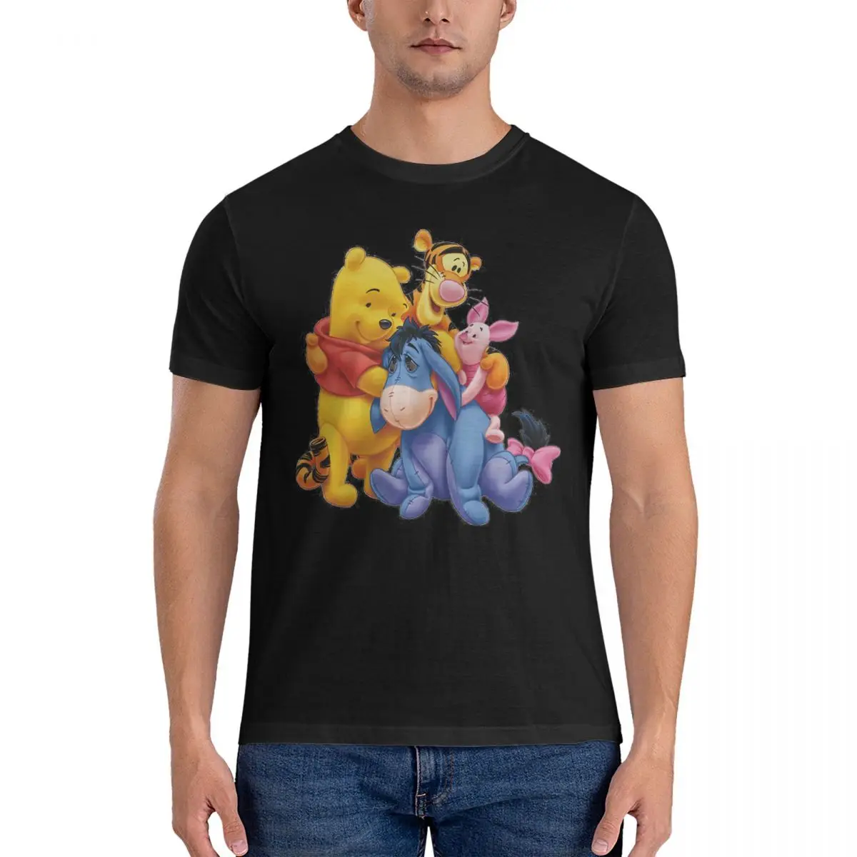 Men Sikang Mang Essential T Shirts Disney Winnie The Pooh 100% Cotton Clothes Cool Short Sleeve Round  T Shirt Gift Idea T-Shirt