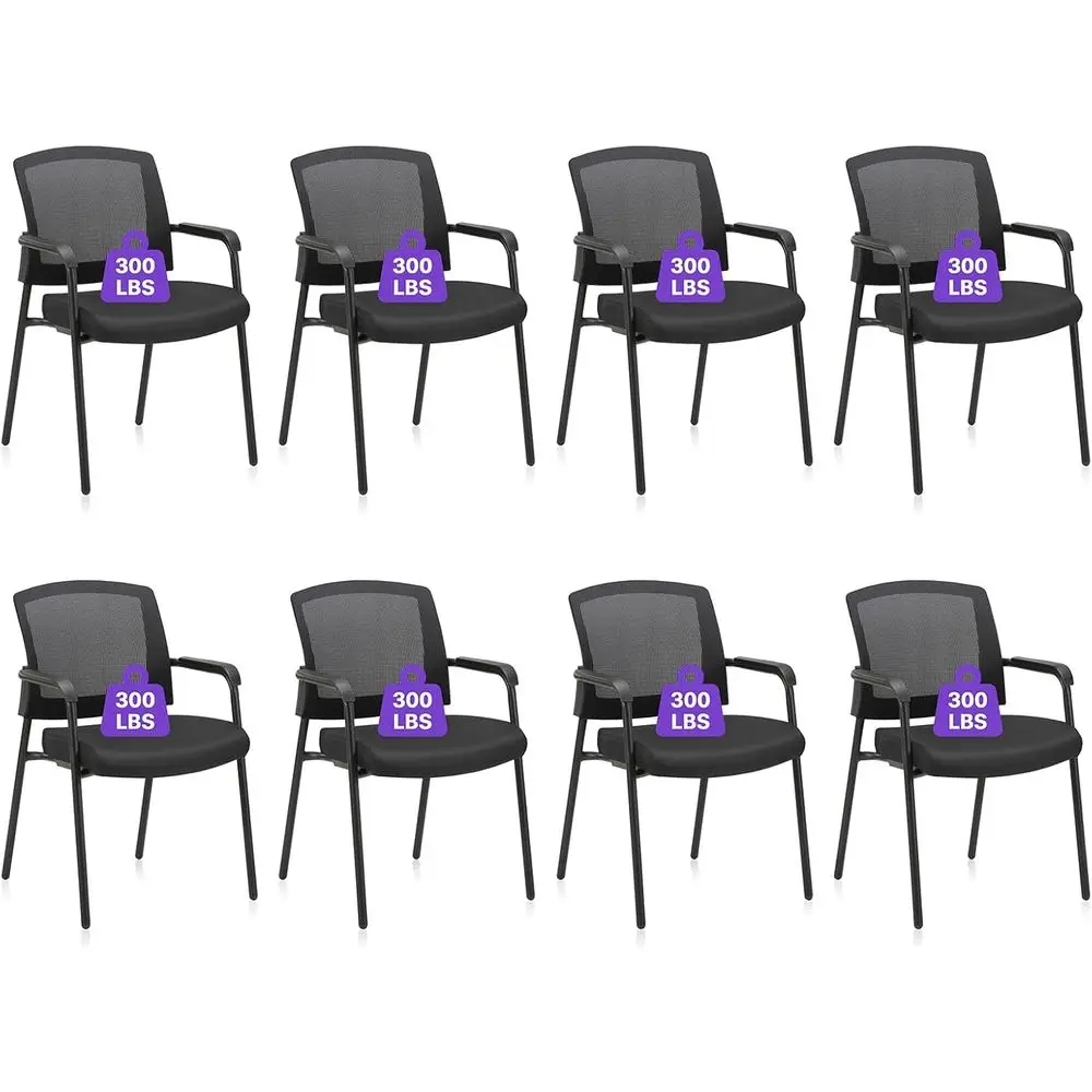 

Ergonomic Stackable Mesh Chairs Set of 8 for Waiting Rooms, Offices, Conferences, and More - Black