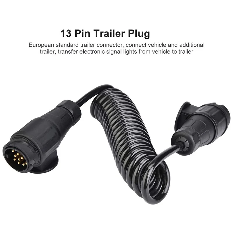 Adapter Europe Style 13 Pin Trailer Plug Wiring Spring Cable Connector Adapter for Car Trailer Caravan