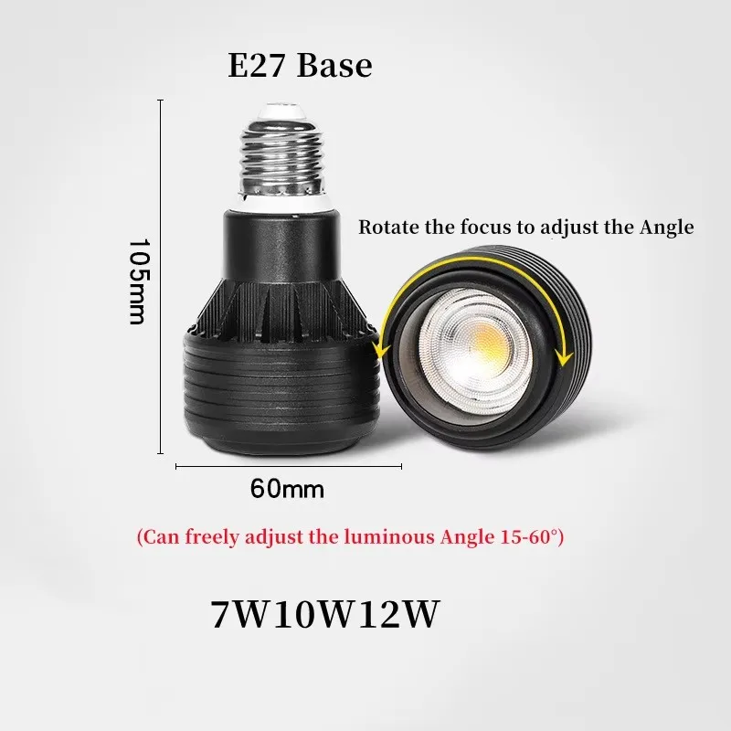 Żarówka punktowa E27-LED PAR20 może być ogniskowana 15-60 ° COB oświetlenie do akwarium restauracja Hot Pot oświetlenie domowe 7W10W12W