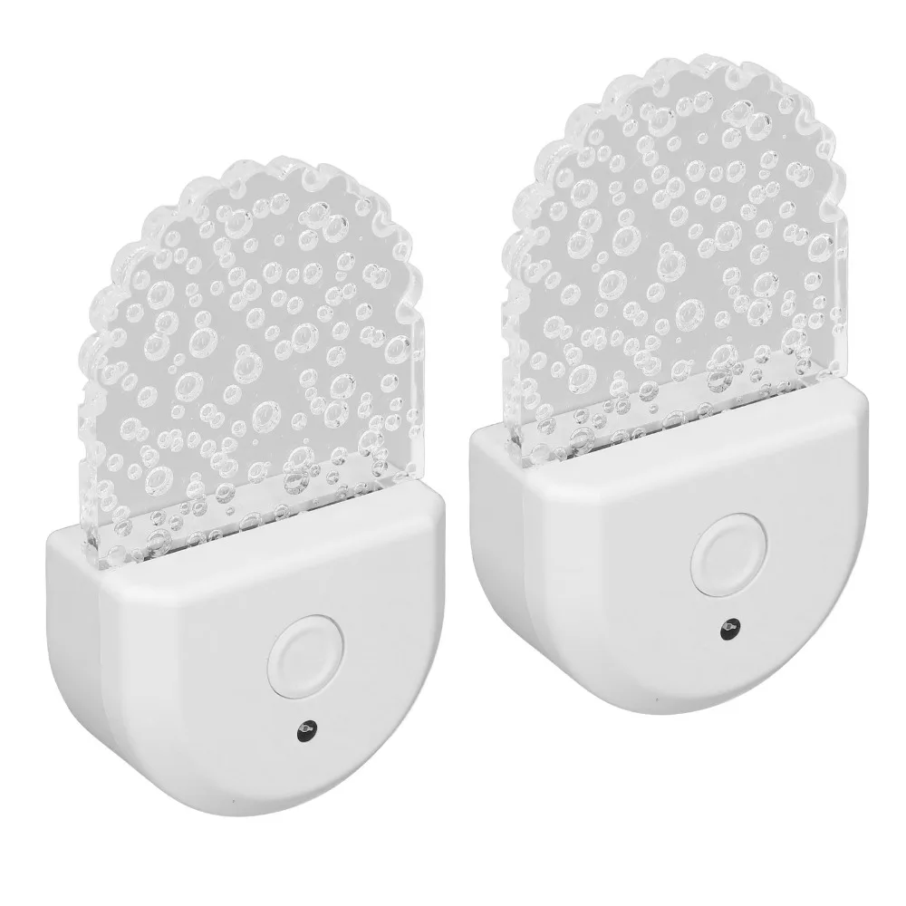 2 Pack Auto On Off RGB Night Light Plug In Color Changing LED Night Lamp Bubble Design Low Power LED Night Light Living Room