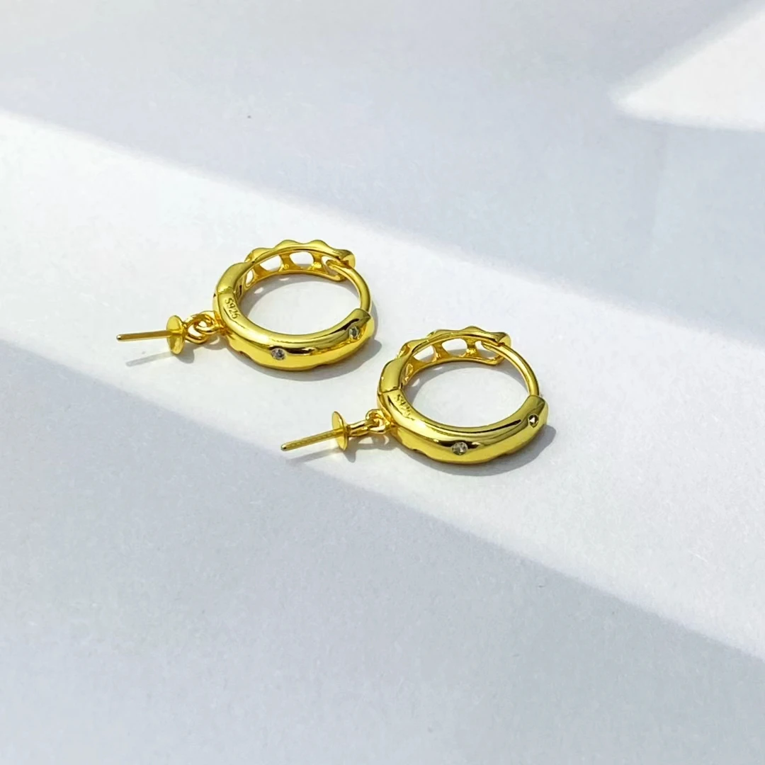 Wholesale S925 Sterling Silver Earrings Mount Findings Settings Base Mounting Parts Accessory for 9-12mm Pearls 5 pairs/lot