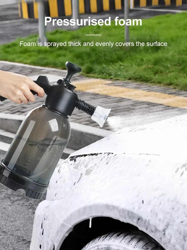 

2L Hand Pump Foam Sprayer with 3 Types of Nozzle Hand Pneumatic Foam Cannon Snow Foam Car Wash Spray Bottle Car Window Cleaning